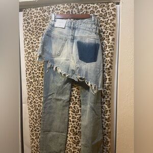 Zara Blue Patchwork Straight Leg Jeans
NWT